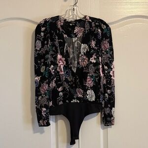 AFRM Floral Black Bodysuit Top